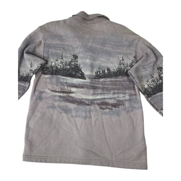 Artisans‎ Button Front Sweatshirt Purple Winter Lighthouse Sz Medium - Picture 7 of 8
